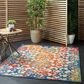 Nourison Aloha Damask 3"6" x 5"6" Multicolor Indoor/Outdoor Area Rug, , large