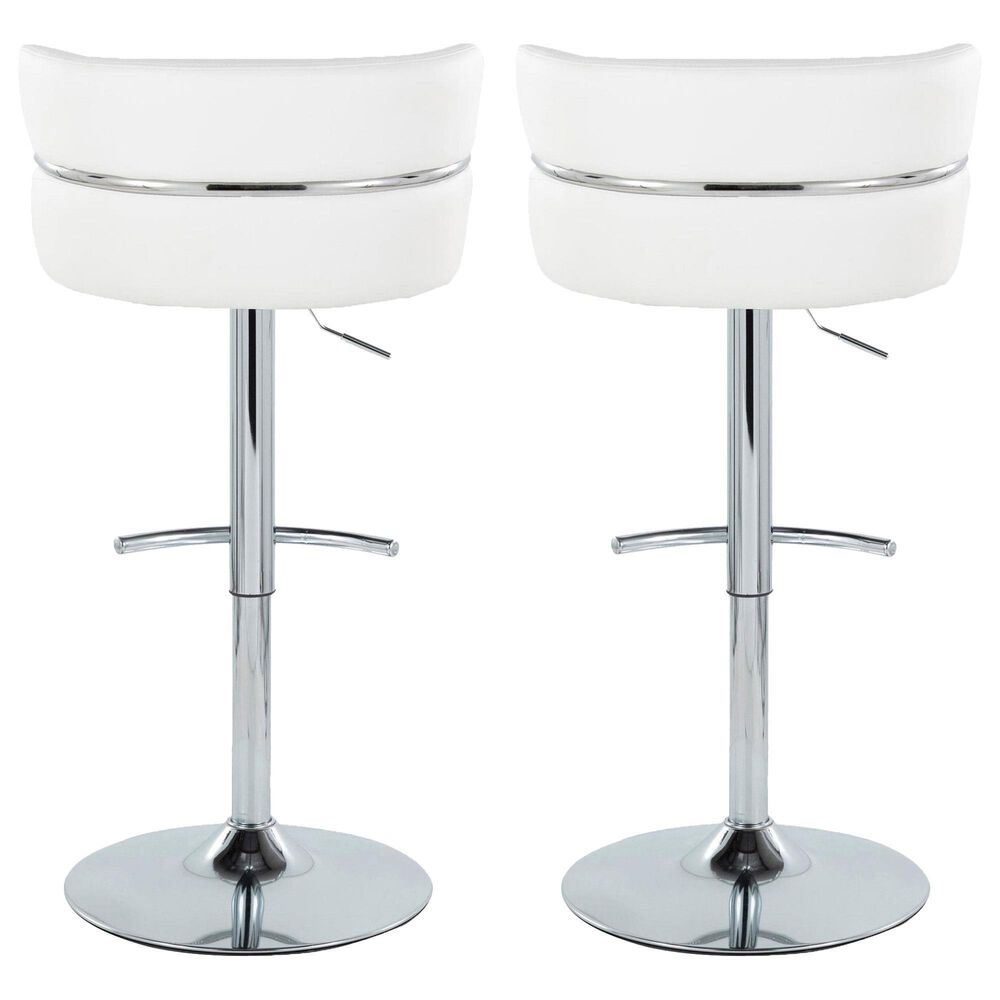Lumisource Cinch Claire Swivel Adjustable Bar Stool with White Cushion in Chrome &#40;Set of 2&#41;, , large