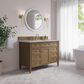 James Martin Brittany 48" Single Bathroom Vanity in Pecan with 3 cm Eternal Jasmine Pearl Silestone Top and Rectangular Sink, , large