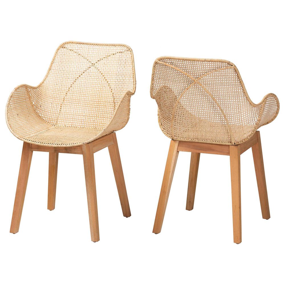 Baxton Studio Ballerina Arm Chair in Natural Brown (Set of 2), , large