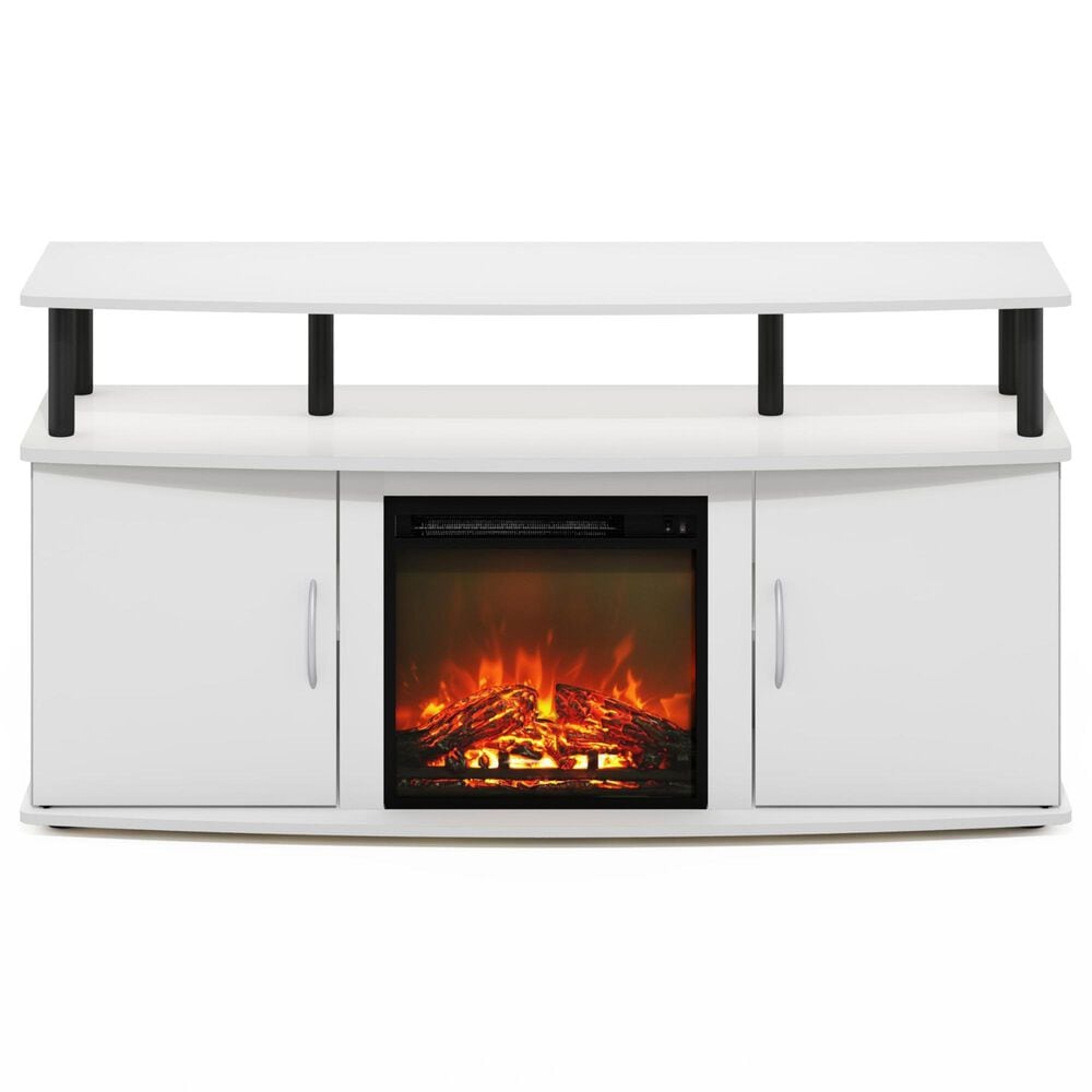 HOMLUX 47" TV Stand with Electric Fireplace and 2 Doors in White and Black, , large
