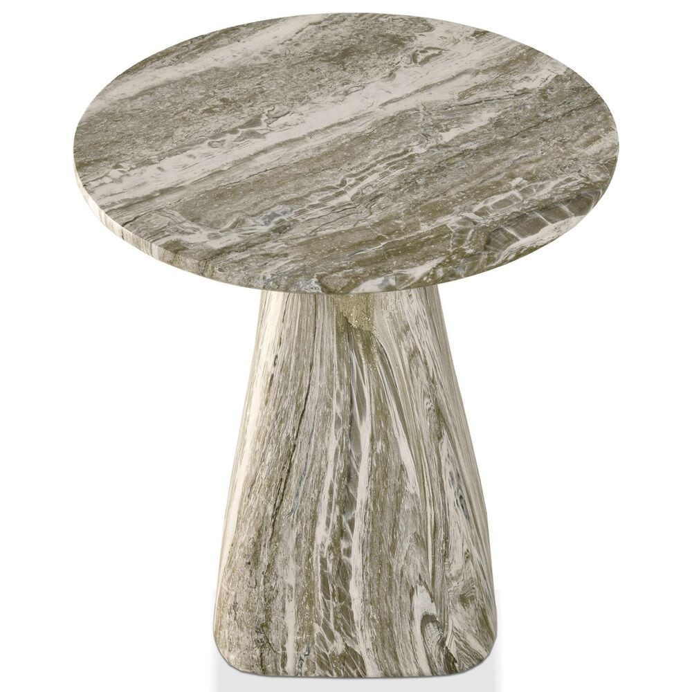 Furniture of America Karvyn 18" Travertine Side Table in Gray, , large