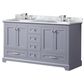 Lexora Home Dukes 60" Double Bathroom Vanity in Dark Grey with White Carrara Marble Top and Rectangular Sinks, , large