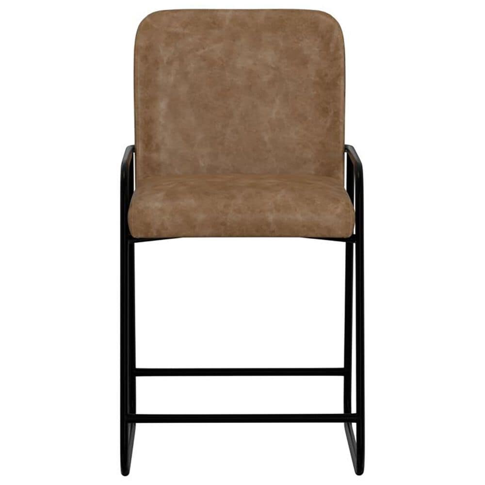Fallridge 24&quot; Faux Leather Counter Stool in Matte Black, , large