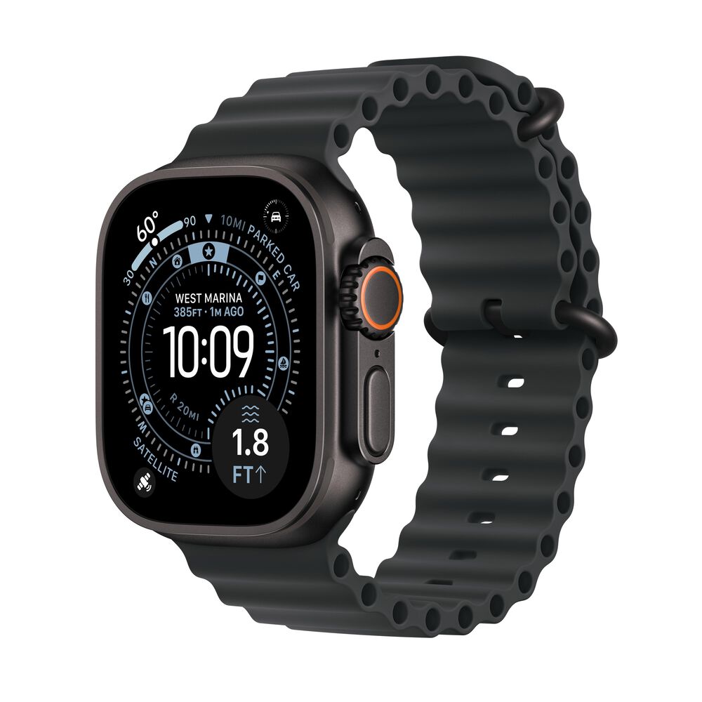 Apple Watch Ultra 3 (GPS+Cellular) 49mm Black Titanium Case with Black Ocean Band - Black - (2025)(Pre-Order), , large