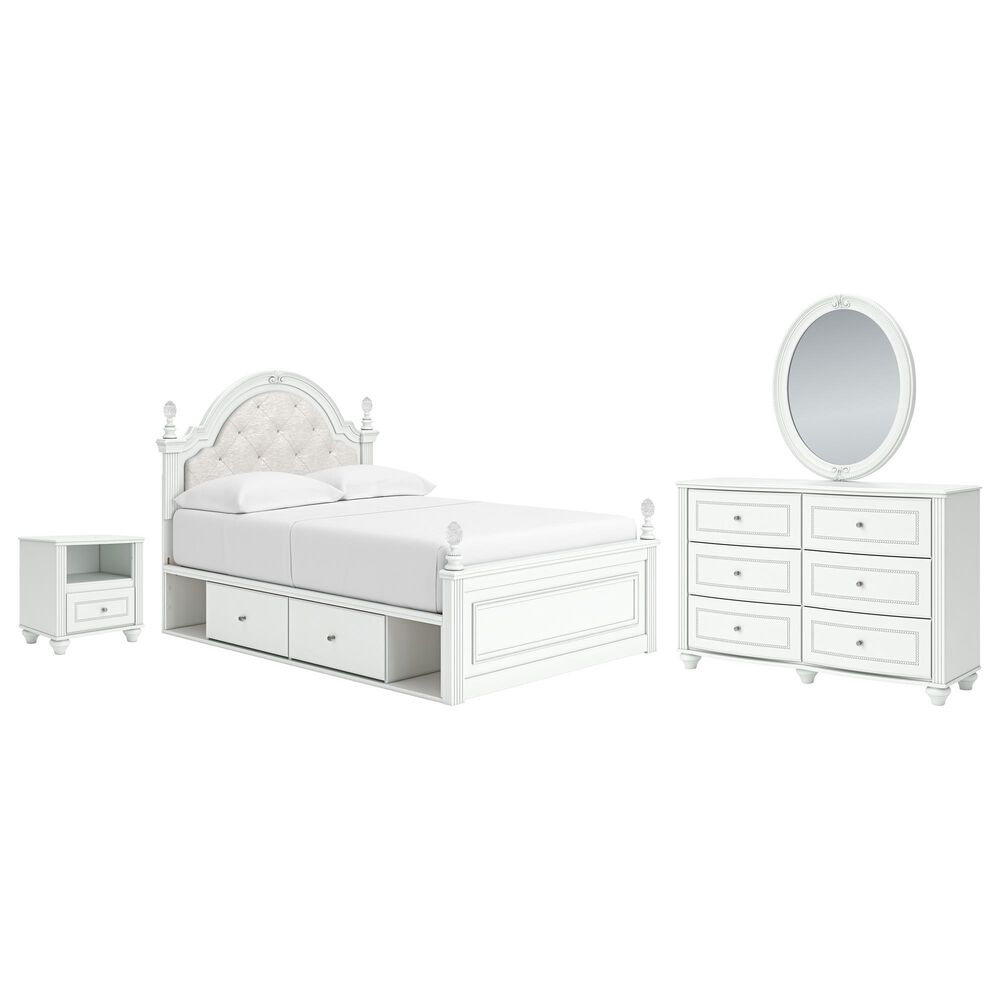 Ashley Kozlani 4-Piece Full Panel Storage Bedroom Set in Matte White, , large