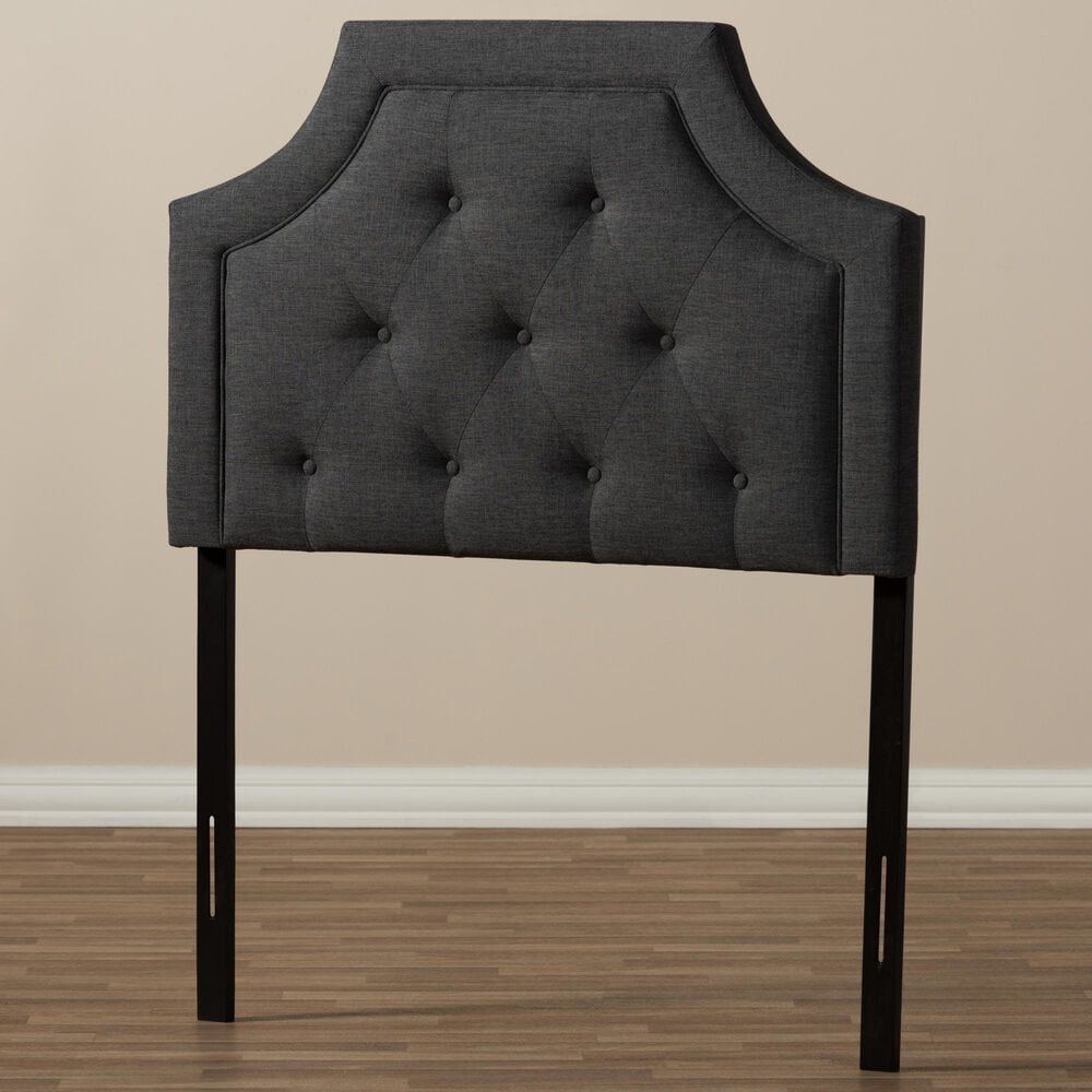 Baxton Studio Mars Twin Upholstered Panel Headboard in Dark Grey, , large