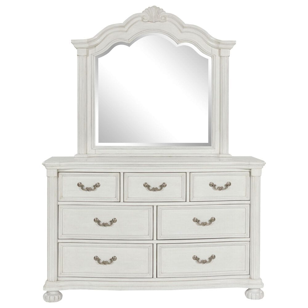 Ashley Montelaine 7-Drawer Dresser and Mirror in Antique White, , large
