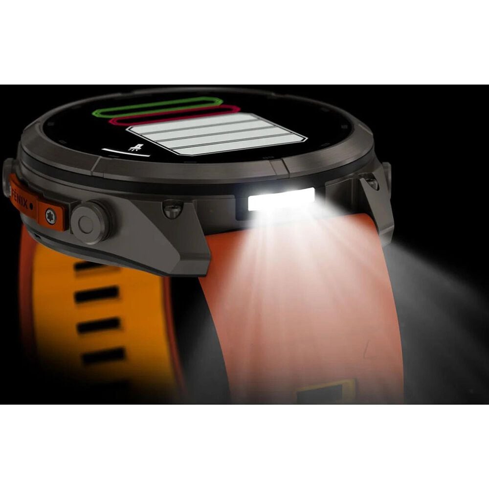 Garmin fenix 9 Pro inReach Smartwatch 51mm Titanium with Autumn Orange and Spark Orange Silicone Band, , large