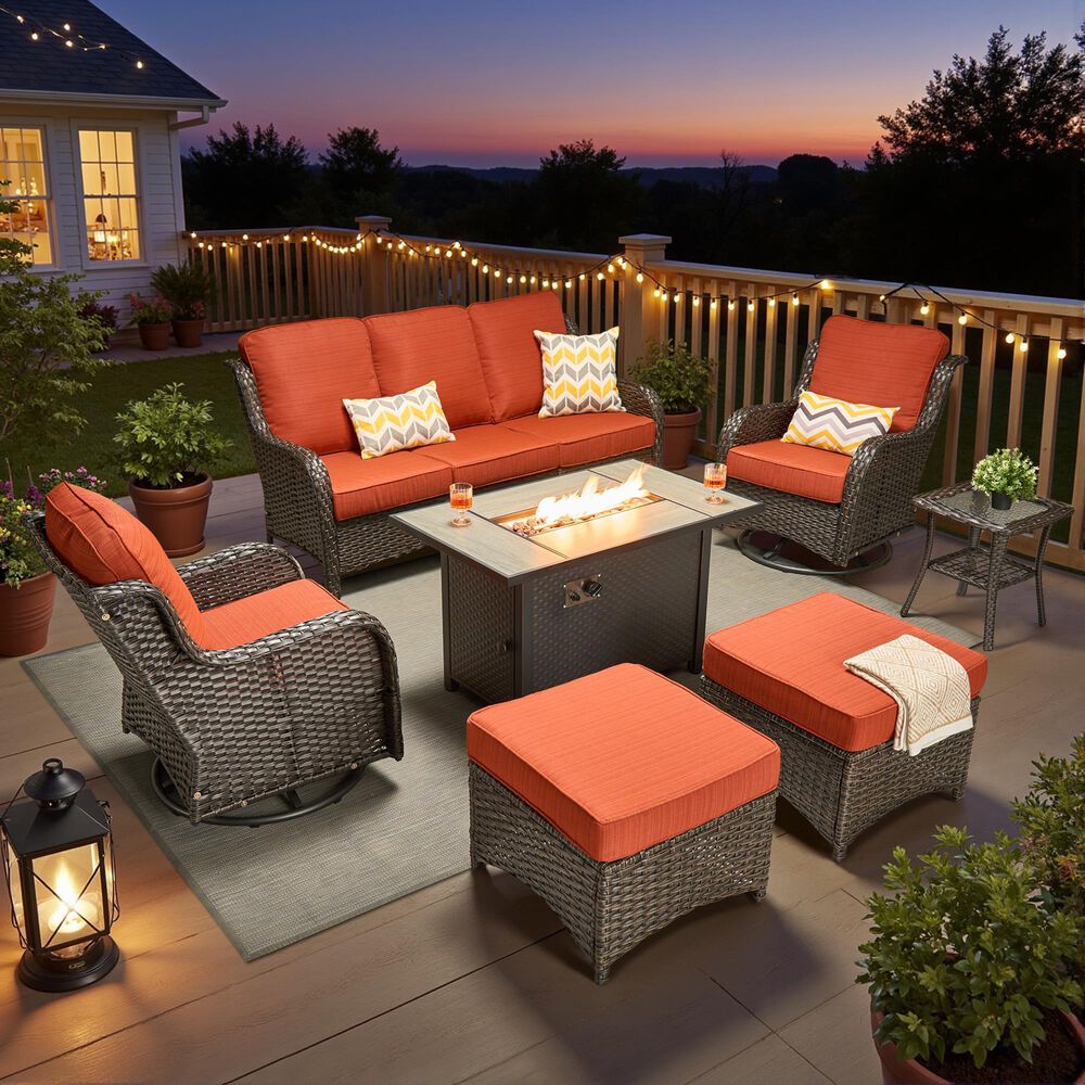 HOMLUX 7-Piece Patio Set in Orange, , large