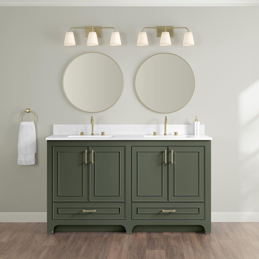 37B Lucerne 60" Double Bathroom Vanity in Deep Olive Green with Marble Top and Backsplash, , large