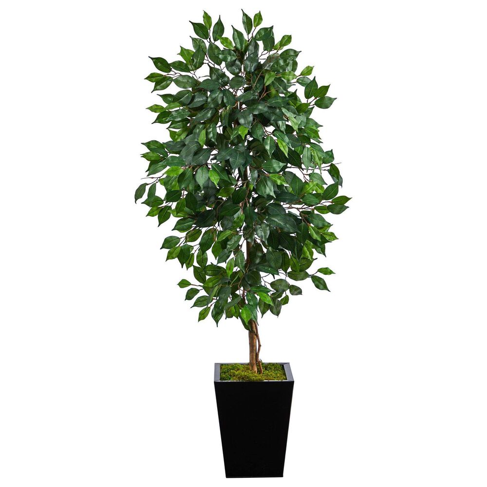 Nearly Natural Inc 5" Ficus Artificial Tree in Black Planter, , large