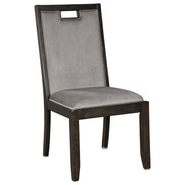 Signature Design by Ashley Hyndell Upholstered Side Chair with Faux Velvet Upholstery in Dark Brown Finish, , large