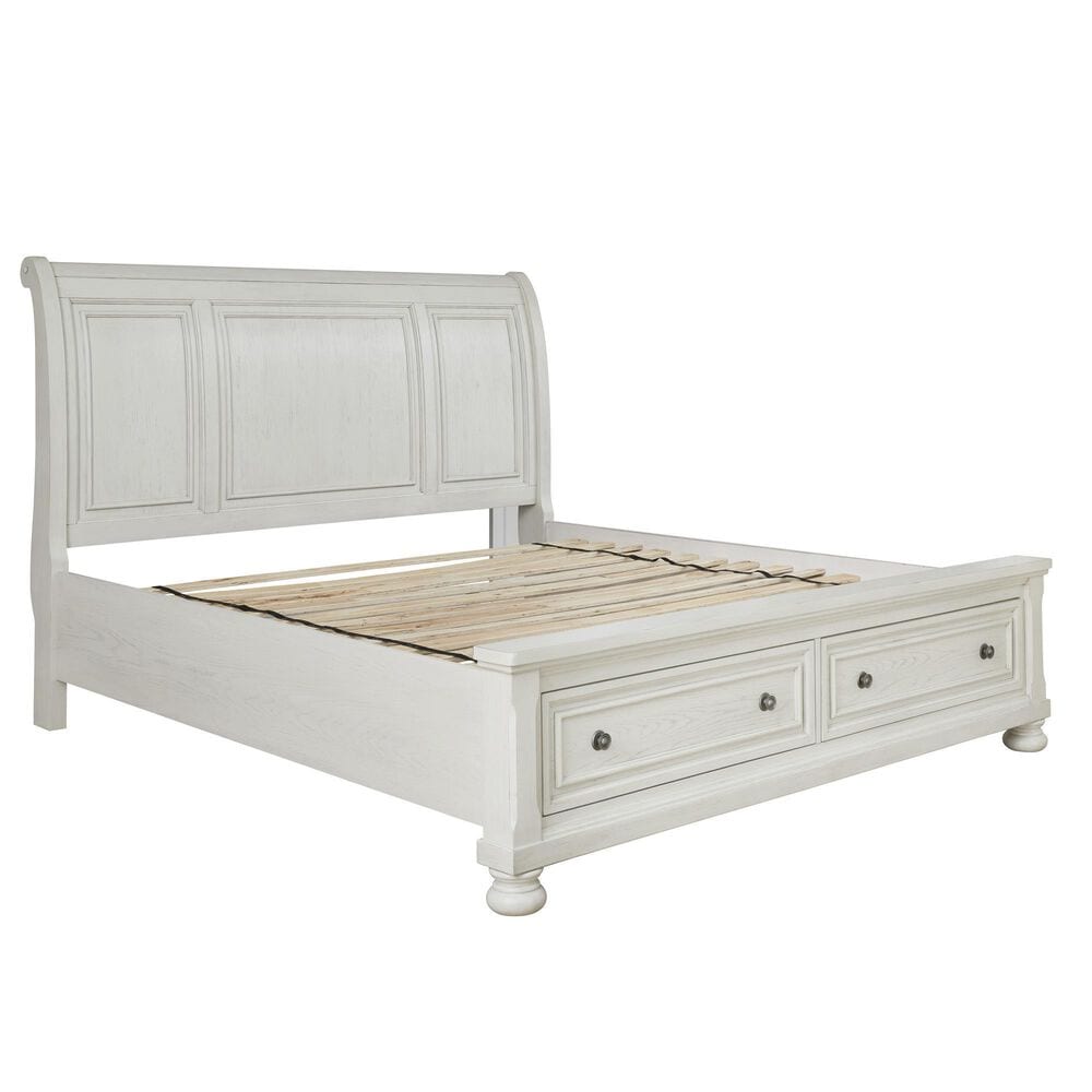 Ashley Robbinsdale King Sleigh Storage Bed in Antique White, , large