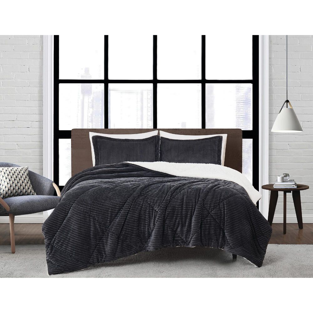 Pem America Corduroy 3-Piece Full/Queen Comforter Set in Grey, , large