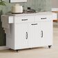 HOMLUX 44" Kitchen Island with Trash Can Storage Cabinet in White, , large