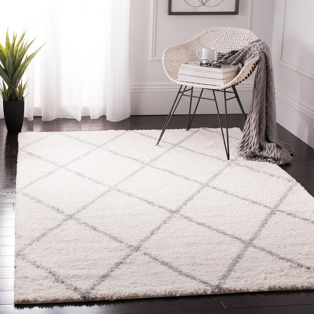 Safavieh Parma Shag PMA515A 4&#39; x 6&#39; Cream and Grey Area Rug, , large