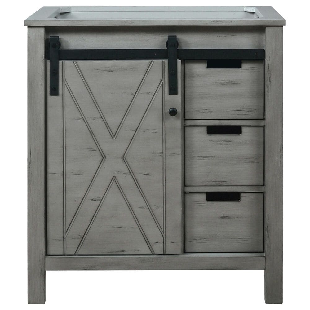 Lexora Home Marsyas 30&quot; Single Bathroom Vanity in Ash Grey with 2 cm White Cultured Marble Top and Rectangular Sink, , large