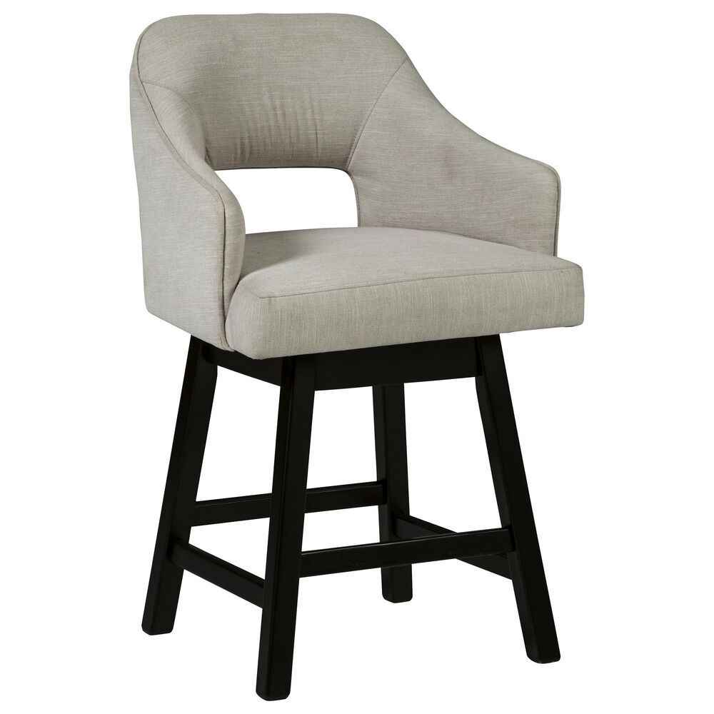 Tallenger 25" Swivel Counter Stool with White Cushion in Dark Brown, , large