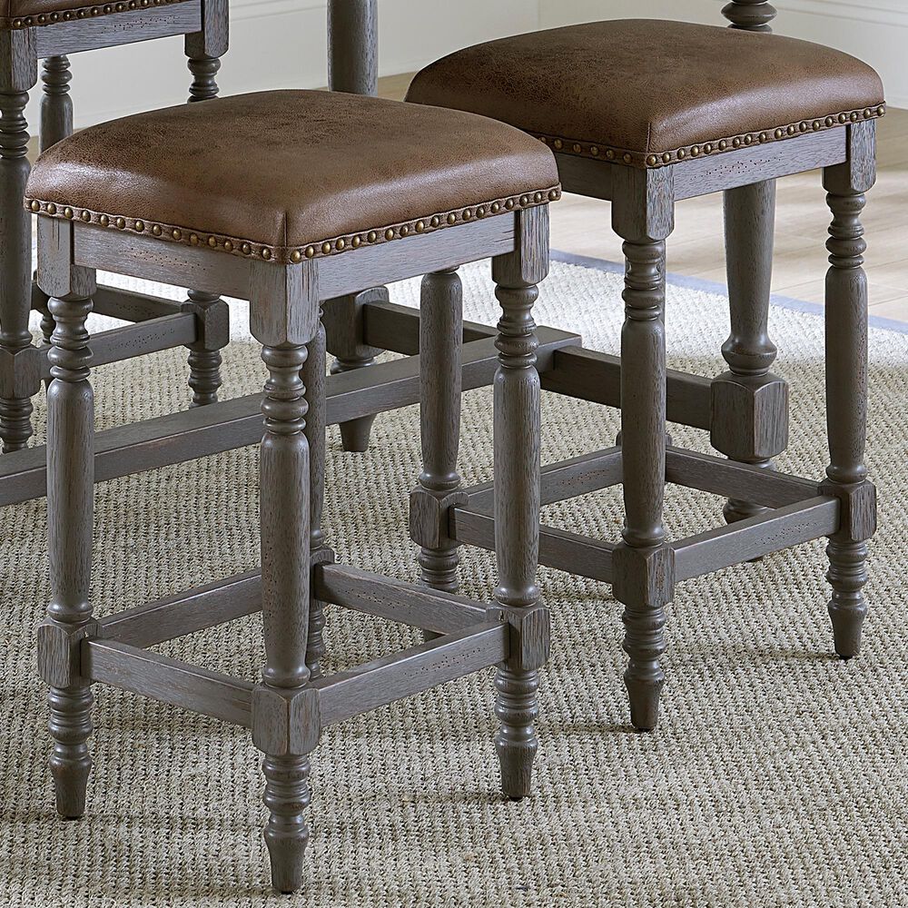 Tiddal Home Midori Counter Stool in Oak/Brushed Gray (Set of 2), , large