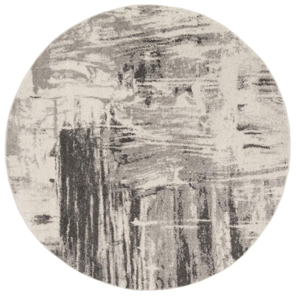 Safavieh Adirondack ADR133C 6" Round Ivory and Grey Area Rug, , large