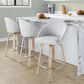 LumiSource Matisse 26" Swivel Counter Stool with Grey Fabric Upholstery in Whitewashed and Chrome (Set of 2), , large