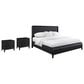 Sterling Timber Elure Queen Waterfall Panel Bed with 2 Nightstands in Peppercorn, , large