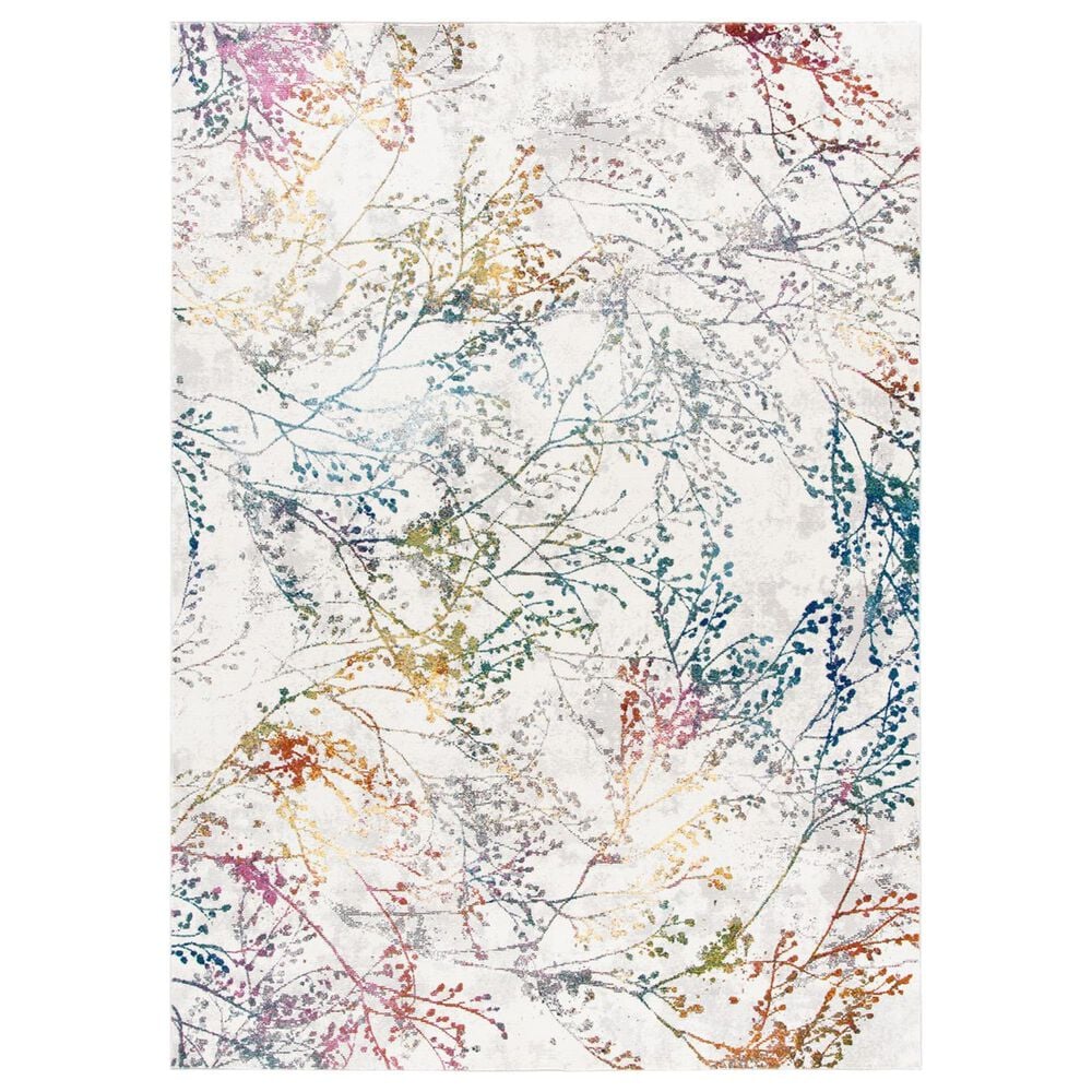 Safavieh Aria Floral 5"1" x 7"6" Ivory and Blue Area Rug, , large