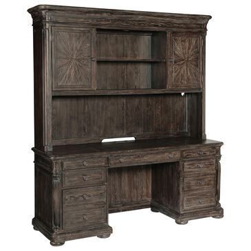 Hooker Furniture Traditions Credenza with Hutch in Rich Brown and Grey, , large