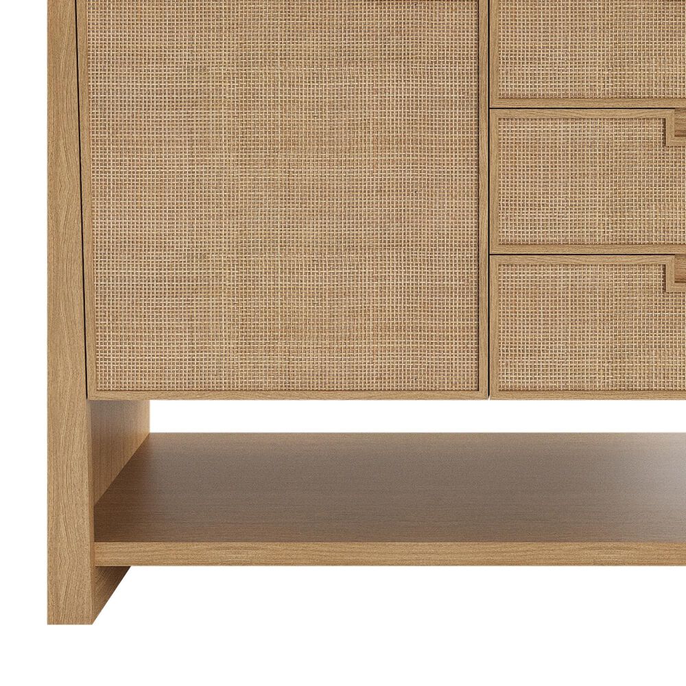 James Martin Vanities Solene 72&quot; Double Bathroom Vanity in Seaside Oak with 3 cm Carrara White Marble Top and Rectangular Sinks, , large