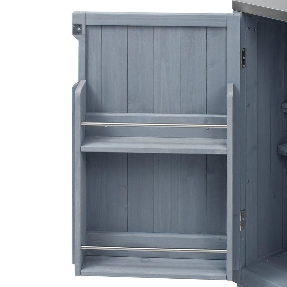 Hearth and Haven Outdoor Kitchen Island Cart with Stainless Steel Top in Grey and Blue, , large