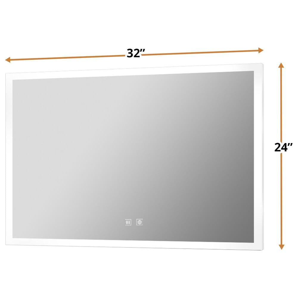 Lexora Home Aurorium 32" x 24" LED Vanity Mirror in White, , large