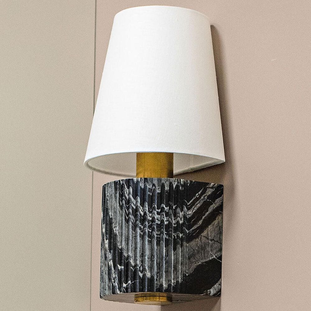Corbett Lighting Aden 1-Light Wall Sconce in Vintage Brass and Black Marble, , large