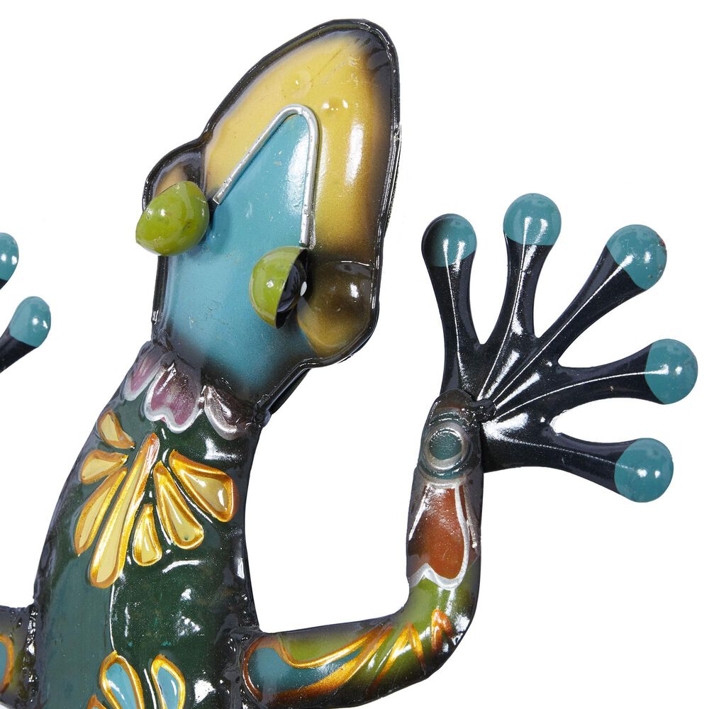 Maple and Jade 32&quot; x 15&quot; Lizard Outdoor Wall Decor in Yellow, Green and Blue, , large