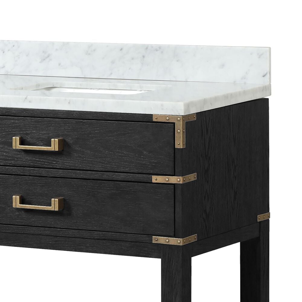 Lexora Home Norwalk 84&quot; Double Bathroom Vanity in Black Oak with White Carrara Marble Top and Rectangular Sinks, , large