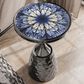 Furniture of America Gleam Round End Table in Black Nickel and Radiating Blue, , large