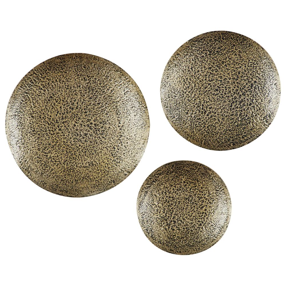 Venus Williams Collection 23" x 23" Round Wall Decor in Gold and Black (Set of 3), , large