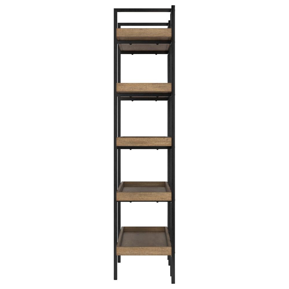 Ashley Montia 2-Piece Desk and Bookcase Set in Light Brown and Gunmetal Gray, , large