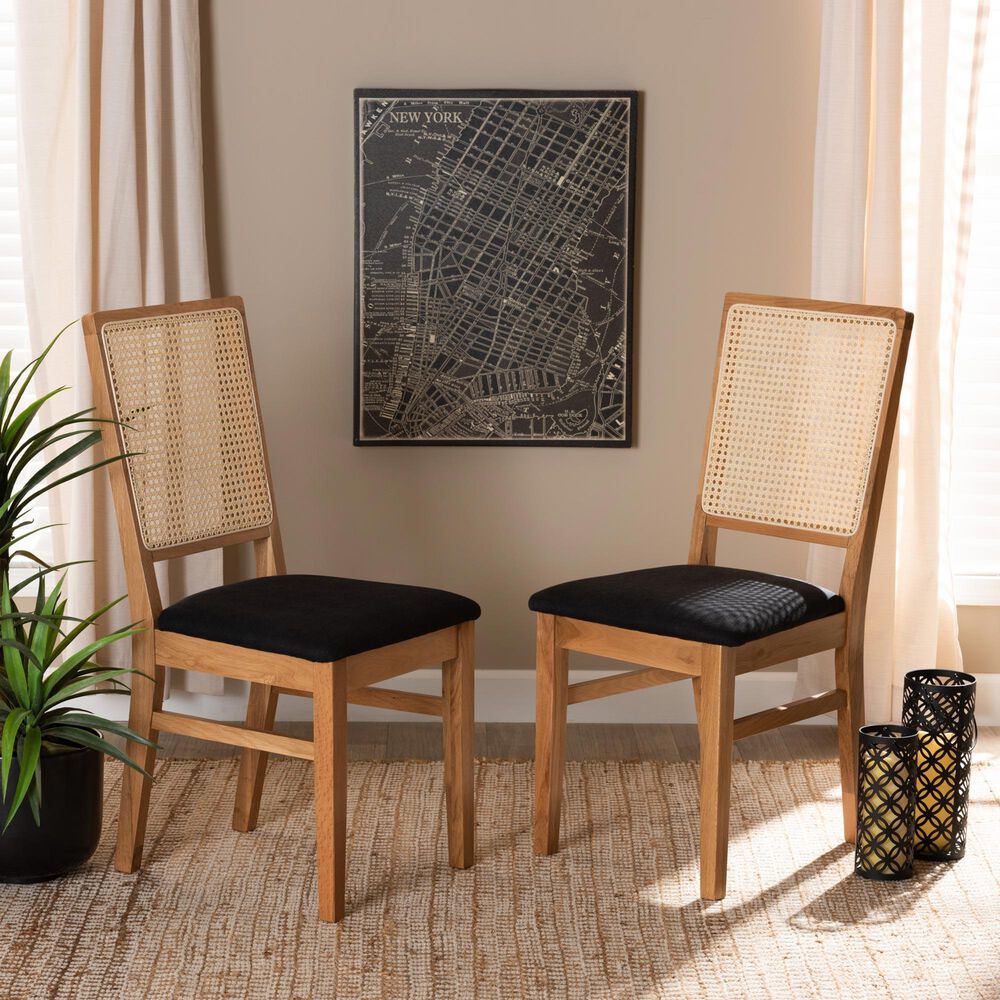 Baxton Studio Idris Side Chair in Oak Brown (Set of 2), , large