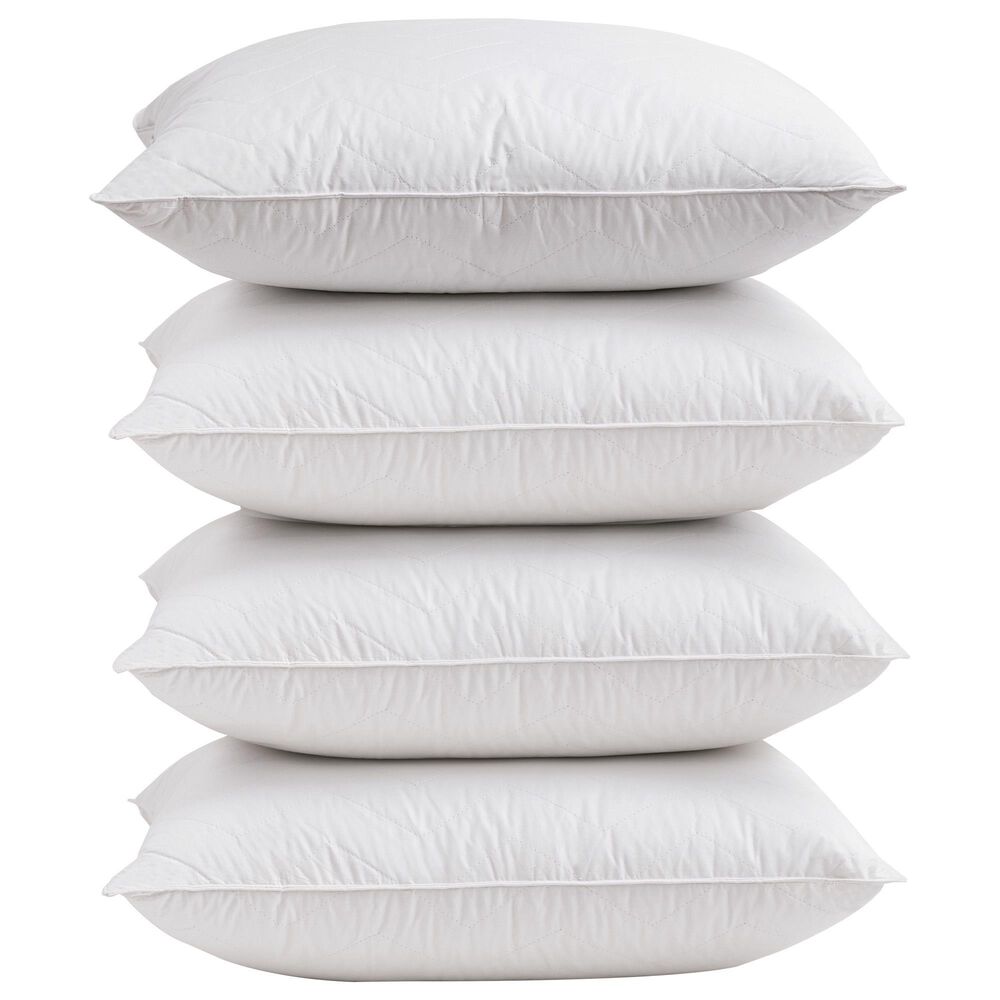 Allied Home Villa Style Down-Alternative Cluster Queen Quilted Pillow in White (Set of 4), , large