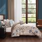 Bebejan Blue Blossom 5-Piece King Reversible Comforter Set in Cerulean Blue, Taupe and Dark Brown, , large