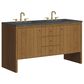 James Martin Hudson 60" Double Bathroom Vanity in Honey Oak with 3 cm Parisien Bleu Silestone Top and Rectangular Sinks, , large