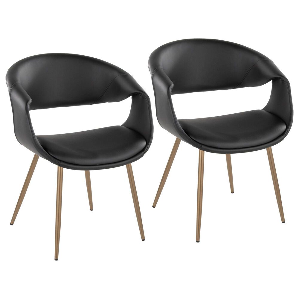 LumiSource Curvo Arm Chair with Black Faux Leather Cushion in Antique Copper (Set of 2), , large