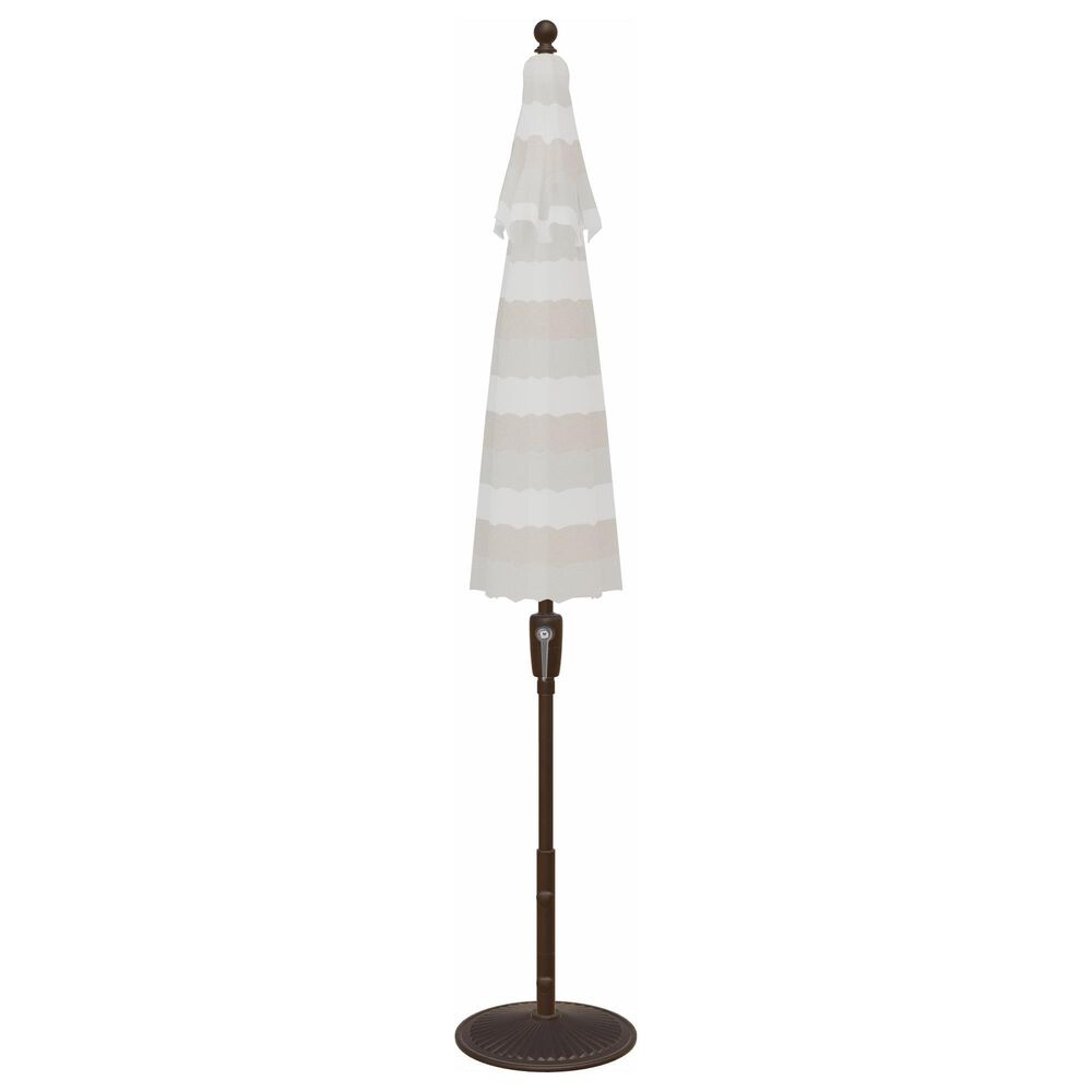 Garden Party Market 9' Octagon Push Button Tilt Umbrella with Bronze Base in Direction Linen Stripe, , large