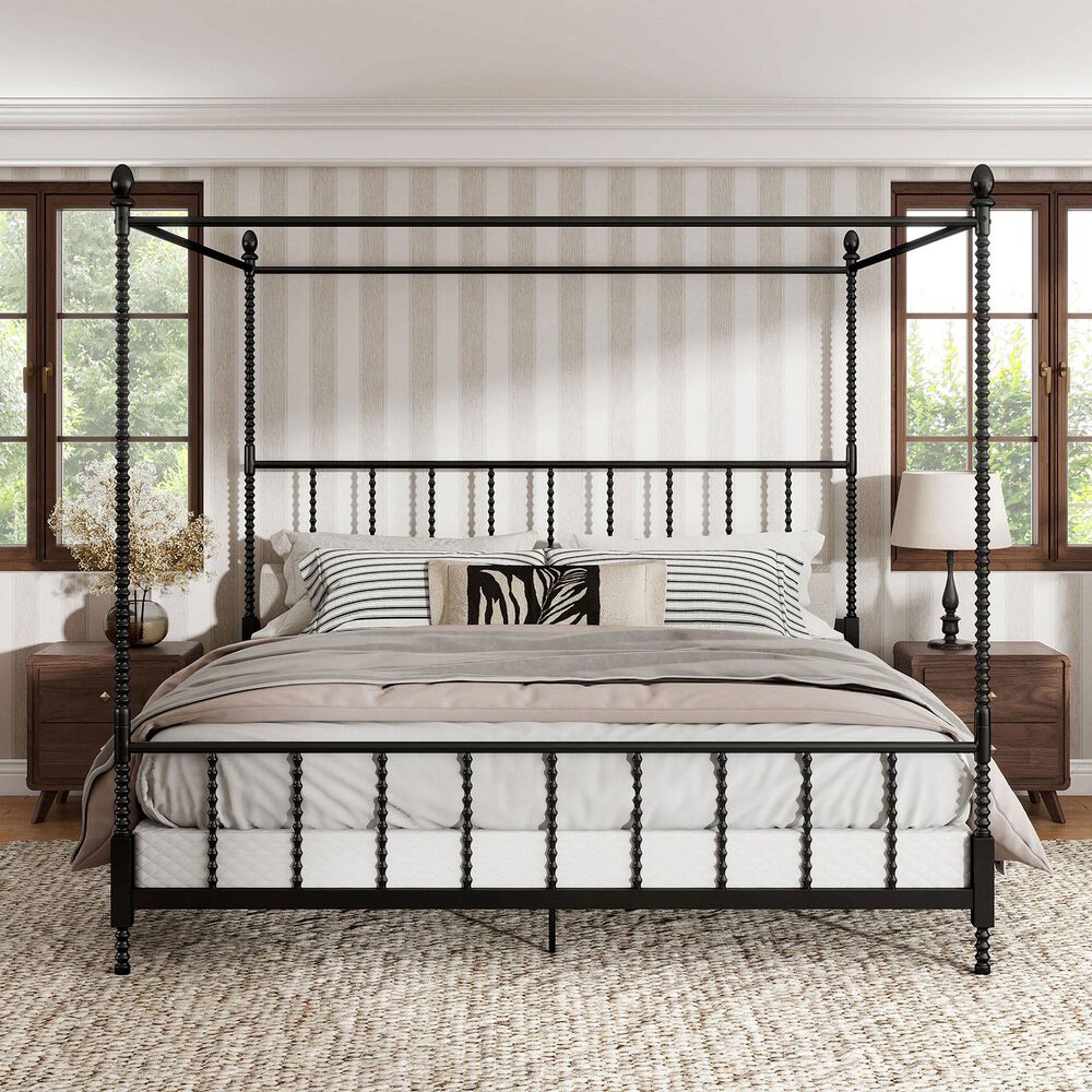 Furniture of America Elliot King Canopy Bed in Black, , large