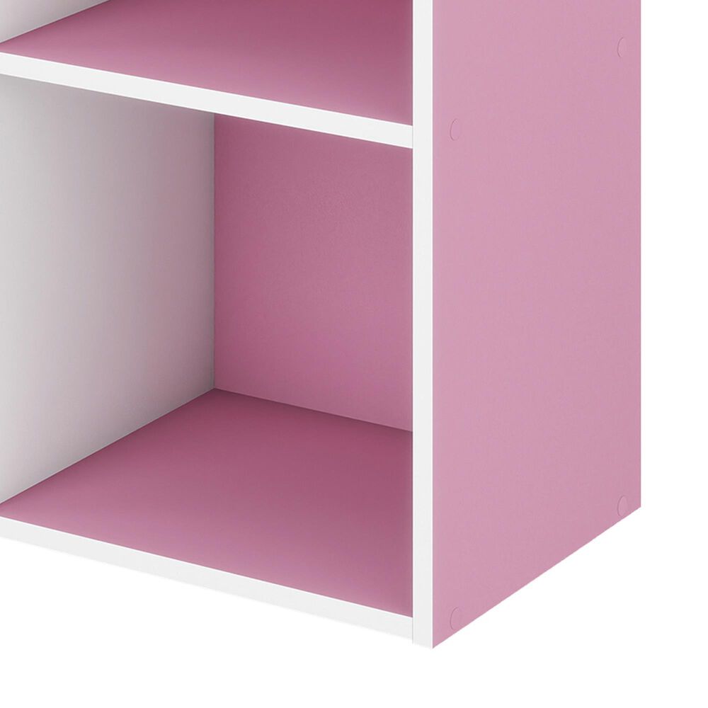 HOMLUX 3-Tier Bookcase with Decorative Open Shelves in White and Pink, , large