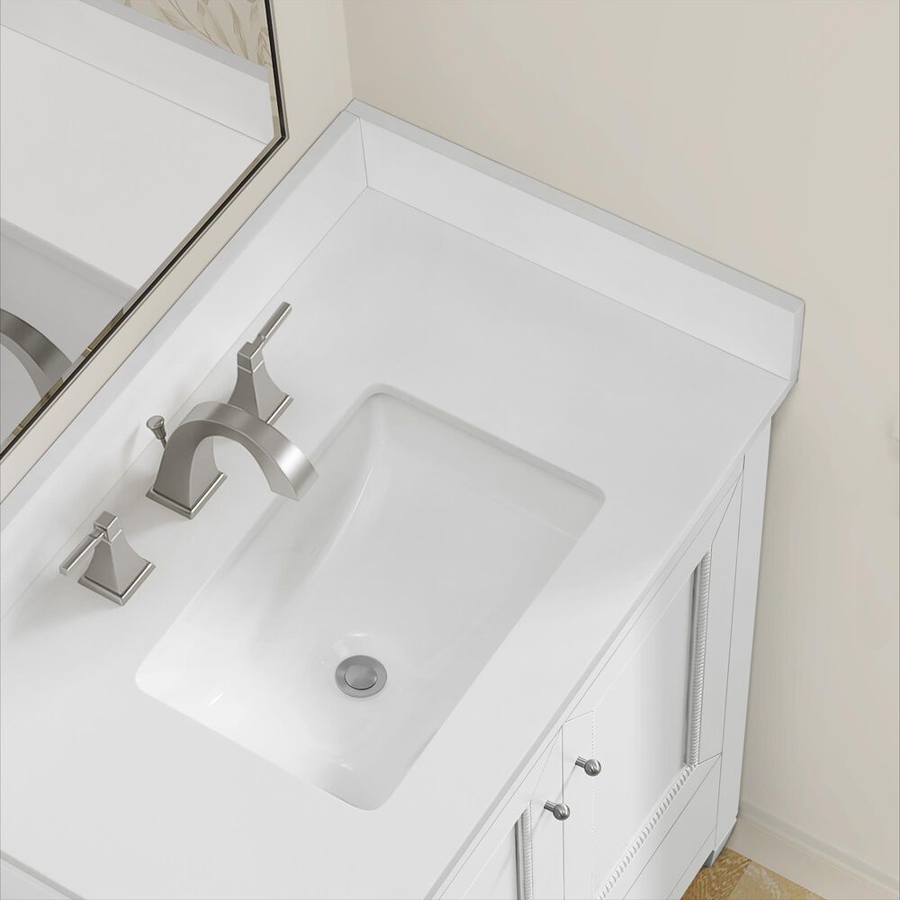 37B Claudine 30" Single Bathroom Vanity in Bright White with Glossy White Composite Stone Top and Backsplash, , large