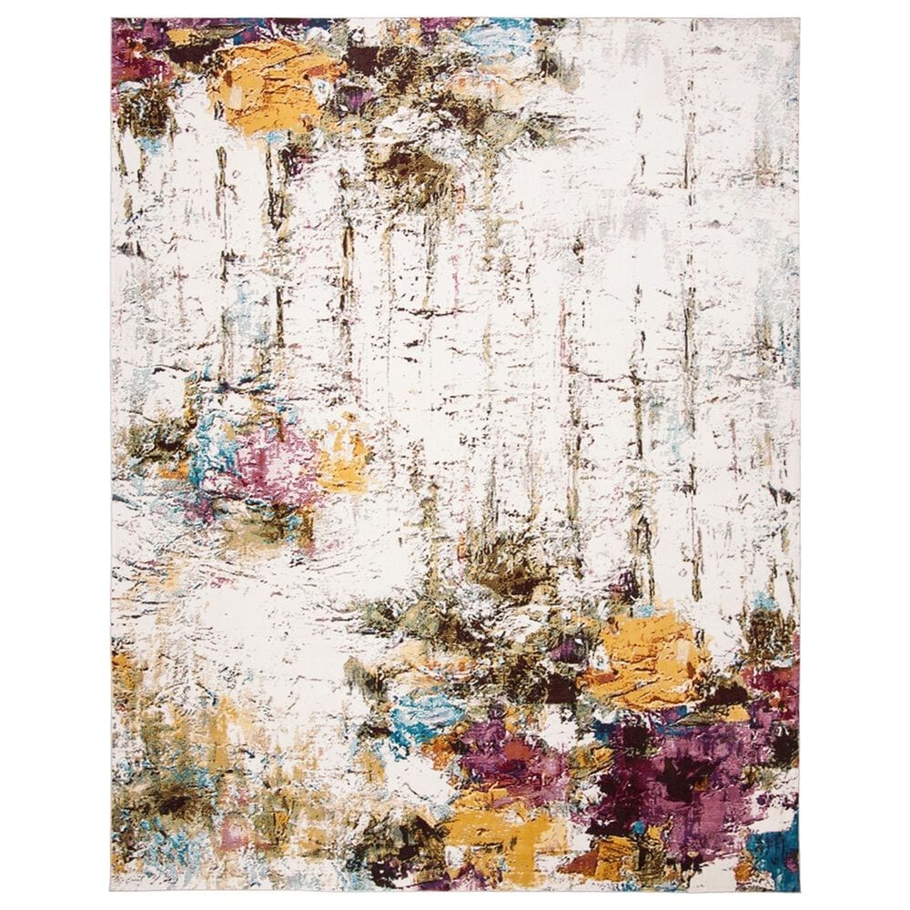 Safavieh Aria 8" x 10" Cream, Olive and Pink Area Rug, , large
