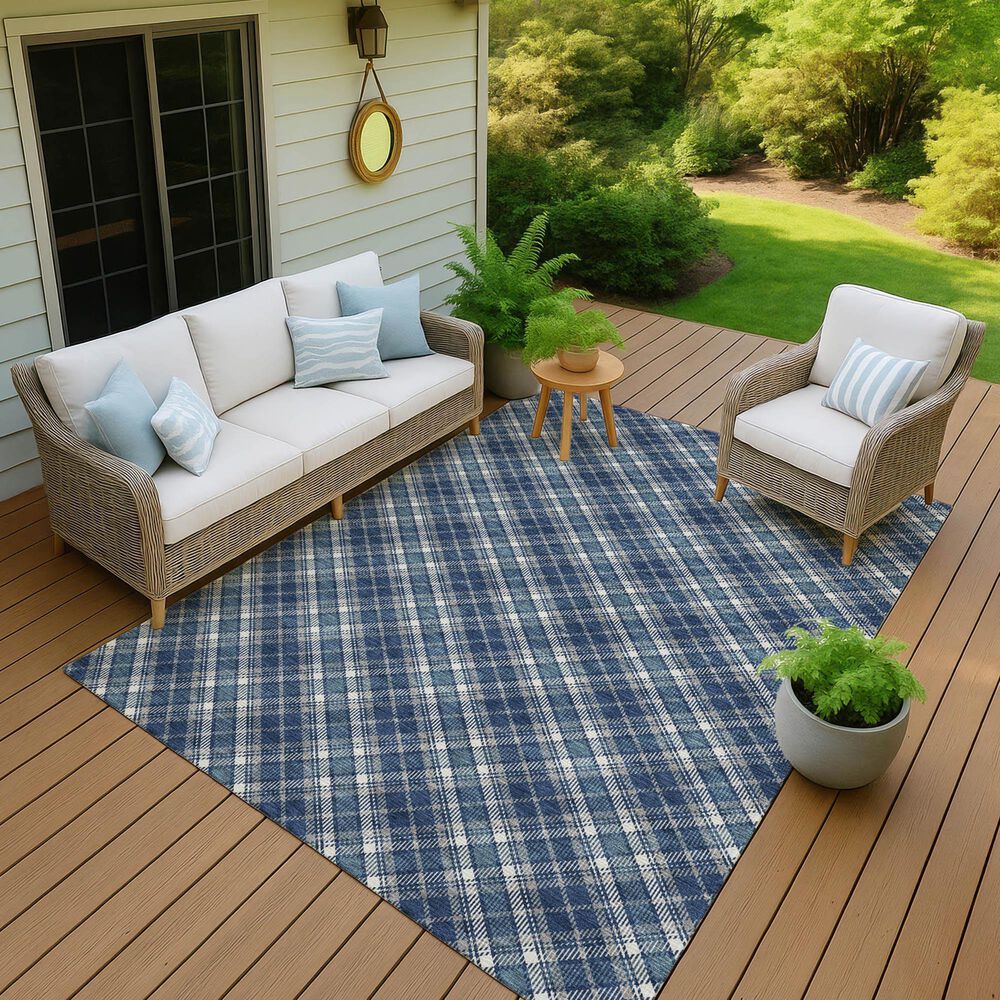 Dalyn Rug Company Soft Essentials Plaid Navy 8' x 10' Indoor/Outdoor Area Rug, , large