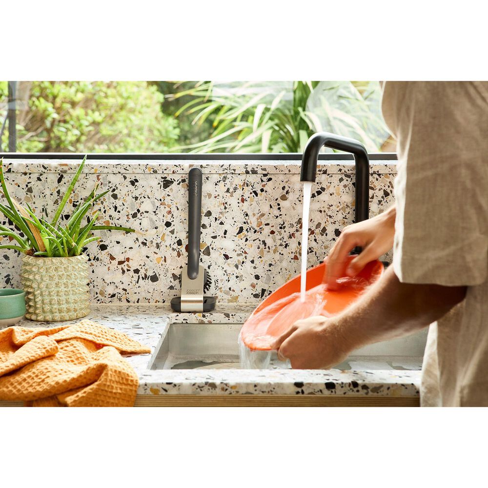 Joseph Joseph SinkTech Washing Up Brush with Steel Stand in Grey, , large